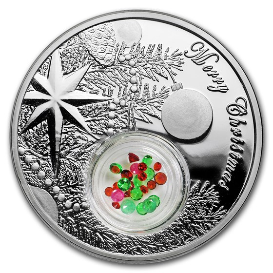 2016 Niue 1 oz Silver $2 Christmas Tree Jeweled Ball (w/Filigree) 2016 Niue 1 oz Silver $2 Christmas Tree Jeweled Ball (w/Filigree)